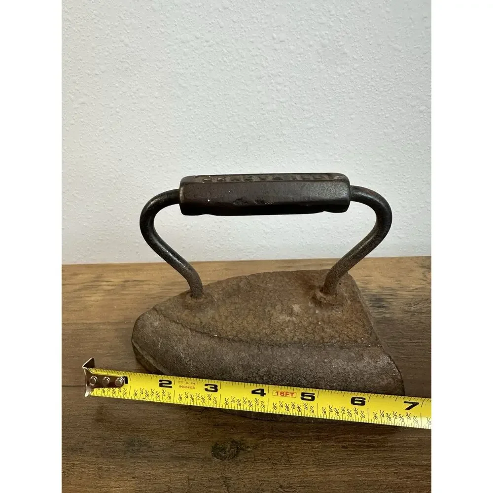 Antique CHEVALLI Cast Iron Sad Iron Primitive Laundry Tool